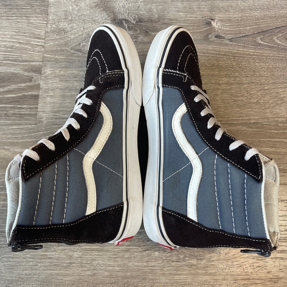 Vans Kids Sk8-Hi Reissue Zip Navy Black Suede Canvas Sneakers Size 6.0 US Kids